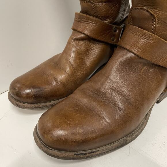 Frye Womens Phillip Riding Boots Size 7 Tall Cognac Soft Vintage Leather Harness - Picture 3 of 13